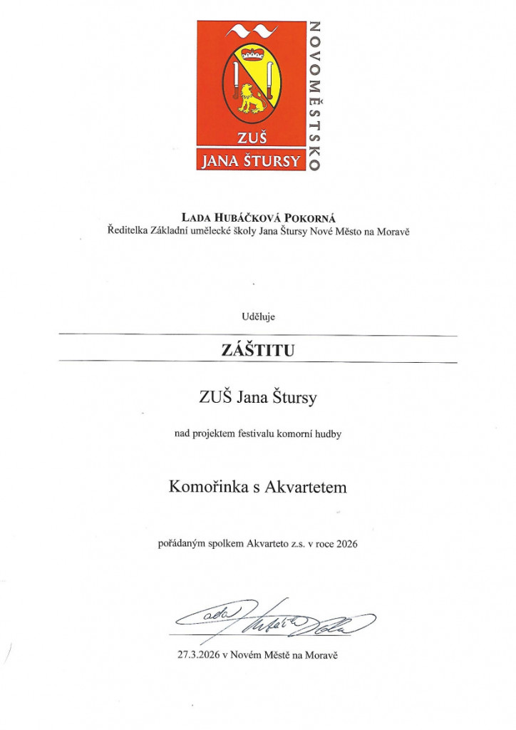 ZUŠ Jana Štursy udělila záštitu pro Komořinku 2026
